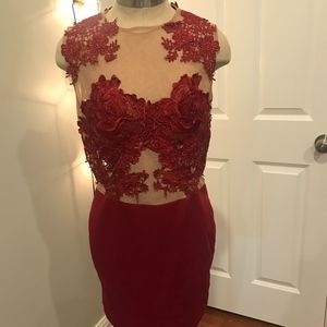 Maroon Lace Formal Dress